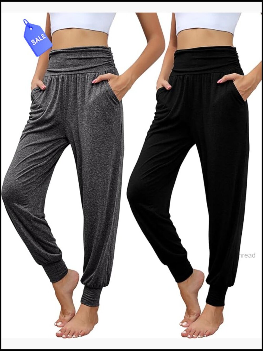 2 Pack Women's Yoga Joggers High Waisted Loose Lounge Pants with Pockets